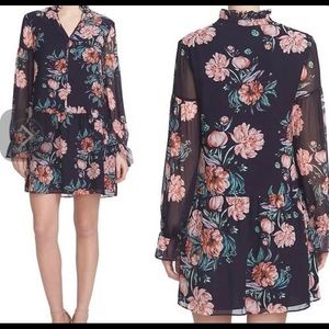 Cynthia Steffe floral long sleeve chiffon dress 4